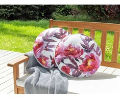 Beliani 2 lauko pagalvėlių rinkinys LANROSSO Gėlių raštas 40 x 40 cm Rožinis