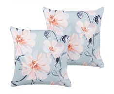 Beliani 2 sodo pagalvėlių komplektas APRICALE gėlių raštas 45 x 45 cm mėlynas