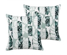 Beliani Rinkinys 2 sodo pagalvėlės TERMINI Augalinis raštas 45 x 45 cm Žalias