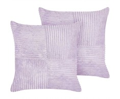 Beliani Rinkinys 2 dekoratyvinės pagalvės MILLET Velvetas 43 x 43 cm Violetinis Geometrinis raštas