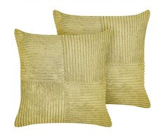 Beliani Rinkinys 2 dekoratyvinės pagalvės MILLET Velvetas 43 x 43 cm alyvuogių geometrinis raštas