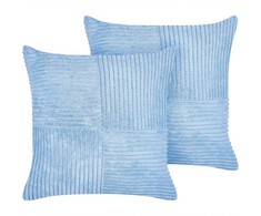 Beliani Rinkinys 2 dekoratyvinės pagalvės MILLET Velvetas 43 x 43 cm Mėlyna Geometrinis raštas