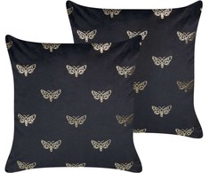 Beliani Rinkinys 2 dekoratyvinės pagalvės YUZURI Velvet 45 x 45 cm Juodas Gyvūnų raštas