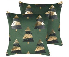 Beliani Rinkinys 2 dekoratyvinės pagalvės GOLDSPRUCE Velvet 45 x 45 cm Žalias Kalėdinis raštas