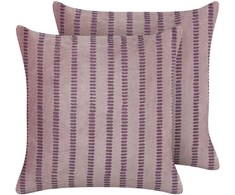 Beliani Rinkinys 2 dekoratyvinės pagalvės AGAPANTHUS Velvet 45 x 45 cm Rožinė Striped