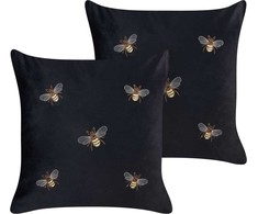 Beliani Rinkinys 2 dekoratyvinės pagalvės TALINUM Velvet 45 x 45 cm Juodas Gyvūnų raštas