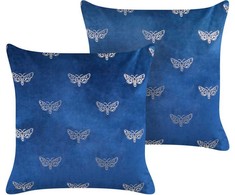 Beliani Rinkinys 2 dekoratyvinės pagalvės YUZURI Velvet 45 x 45 cm tamsiai mėlynas gyvūnų raštas