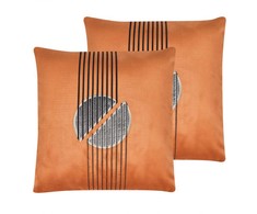 Shumee Beliani Rinkinys 2 dekoratyvinės pagalvės CEROPEGIA Velvet 45 x 45 cm Oranžinė Geometrinis raštas