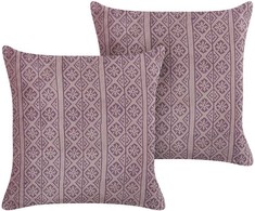 Beliani Rinkinys 2 dekoratyvinės pagalvės SILYBUM Velvet 45 x 45 cm Rožinė Geometrinis raštas