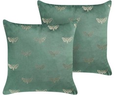 Beliani Rinkinys 2 dekoratyvinės pagalvės YUZURI Velvet 45 x 45 cm Emerald Animal Pattern