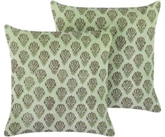 Beliani Rinkinys 2 dekoratyvinės pagalvės RUNGIA Velvet 45 x 45 cm Žalias Gėlių raštas