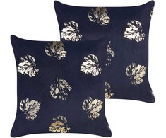 Beliani Rinkinys 2 dekoratyvinės pagalvės GOLDENROD Velvet 45 x 45 cm Juodas Augalinis raštas