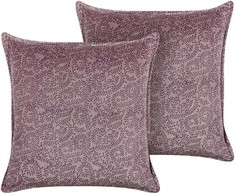 Beliani Rinkinys 2 dekoratyvinės pagalvės KALMIA Velvet 45 x 45 cm Rožinė gėlių raštas