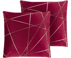 Shumee Beliani Rinkinys 2 dekoratyvinės pagalvės PINUS Velvet 45 x 45 cm Raudona Geometrinis raštas