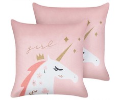 Beliani Rinkinys 2 dekoratyvinės pagalvės UNIOLA Velvet 45 x 45 cm Rožinė