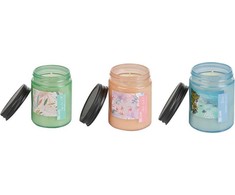 Beliani Rinkinys 3 FRUITY BLOOM kvapiosios žvakės Sojų vaškas Gaivios natos Gėlių natos
