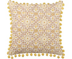 Beliani Lumarko medvilninė dekoratyvinė pagalvė su gėlių raštu 45 x 45 cm geltona LYCROIS!