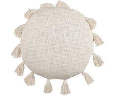 Beliani Lumarko Cotton dekoratyvinė pagalvė su kutais ⌀ 45 cm smėlio spalvos MADIA!