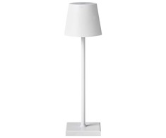 Beliani Bezprzewodowa lampa stołowa LED BACEIRO Ze ściemniaczem Metal Baltas