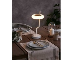 Lampa stołowa Beliani Bezprzewodowa lampa stołowa LED ALVIELA Ze ściemniaczem Metal Baltas
