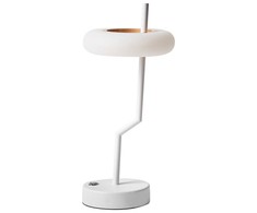 Lampa stołowa Beliani Bezprzewodowa lampa stołowa LED ALVIELA Ze ściemniaczem Metal Baltas