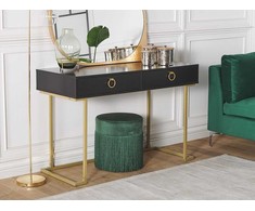Beliani Konsolė WESTPORT juoda/auksinė 115 cm 50 cm su stalčiais
