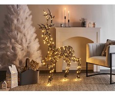 Beliani Sodo LED dekoracija HUSAVIK elnias 140 cm sidabrinė