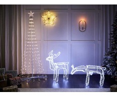 Beliani LED sodo puošmena KRISTNES Moving Deer 53 cm Baltas