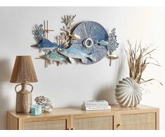 Beliani Dekoracja ścienna Ryba BARIUM Metal Mėlyna 48 cm