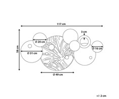 Beliani sienų dekoracija KRYPTON, lapas, metalas, 58 cm, spalvinga