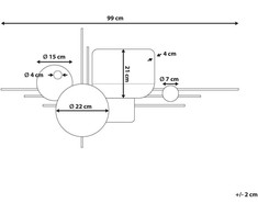 Beliani Sieninis dekoras OVAR Metal 50 cm pilkas