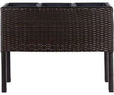 Beliani CARAGANA vazonas ant kojų Technorattan 77 cm Tamsiai ruda