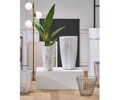 Beliani Gėlių vazonas MIRO 35 cm baltas marmuras