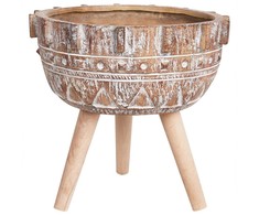 Beliani Vazonas su kojelėmis ASPLENIUM, 37 cm, šviesiai rudas