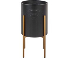 Beliani Doniczka na nóżkach SEROTINA Metal 32 cm Juodas
