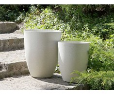 Beliani Gėlių vazonas CROTON 43 cm kreminės baltos spalvos