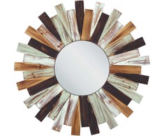Beliani Sieninis veidrodis TAMPICO 75 cm x 75 cm eglės medienos spalvotas