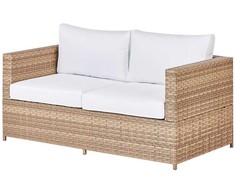 Lauko baldų komplektas Beliani Sodo kampinė sofa su stalu AVOLA, kairinė, kreminė balta, technorotangas