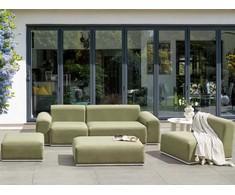 Lauko baldų komplektas Beliani Sodo sofa su otomane 7 asmenims BATTIFOLLO Alyvinė modulinė
