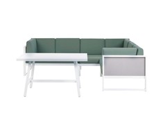 Lauko baldų komplektas Beliani Sodo kampinė sofa su stalu 6 asmenims CASTELLA/FRATTE kairinė, žalia, metalinė