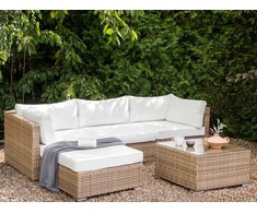 Lauko baldų komplektas Beliani Sodo kampinė sofa su staliuku 4 asmenims SANO dešininė natūralus technratanas modulinė