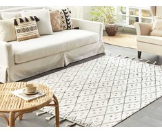 Beliani Kilimas AGADIR kreminės baltos spalvos 140 x 200 cm medvilninis
