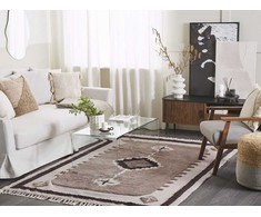 Beliani Kilimas GEYVE smėlio spalvos 140 x 200 cm medvilninis
