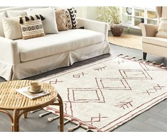Beliani Kilimas KENITRA kreminės baltos spalvos 160 x 230 cm medvilninis