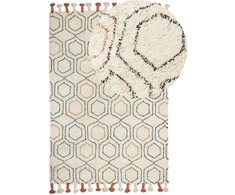 Beliani Kiliminis kilimas HAJIPUR smėlio spalvos 160 x 230 cm medvilninis