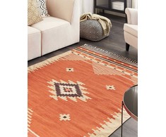 Beliani Dywan GAVAR Oranžinė 140 x 200 cm Medvilnė Kilim