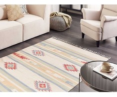 Beliani Dywan APARAN Kremas 140 x 200 cm Medvilnė Kilim