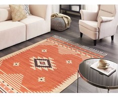 Beliani Dywan GAVAR Oranžinė 140 x 200 cm Medvilnė Kilim