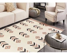 Beliani Kilimas NIAVAN smėlio spalvos 160 x 230 cm medvilninis Kilim