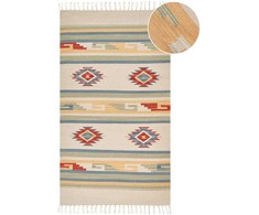 Beliani Kiliminis kilimas APARAN smėlio spalvos 80 x 150 cm medvilninis